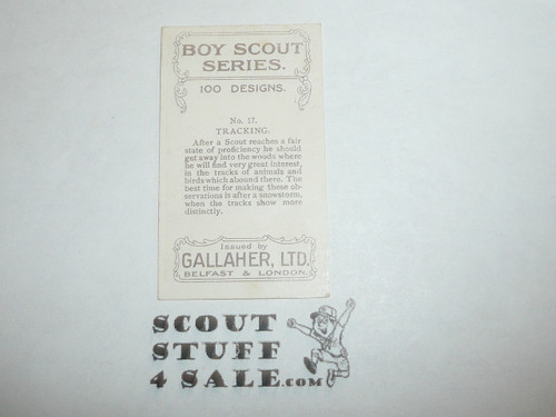 Gallaher ltd Cigarette Company Premium Card, Boy Scout Series of 100, Card #17 Tracking, 1922