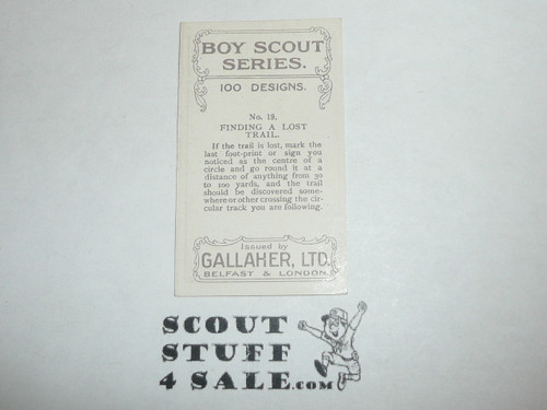 Gallaher ltd Cigarette Company Premium Card, Boy Scout Series of 100, Card #19 Finding a Lost Trail, 1922