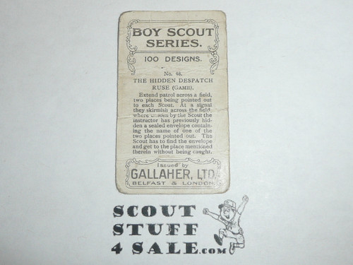 Gallaher ltd Cigarette Company Premium Card, Boy Scout Series of 100, Card #48 The Hidden Despatch Ruse, 1922