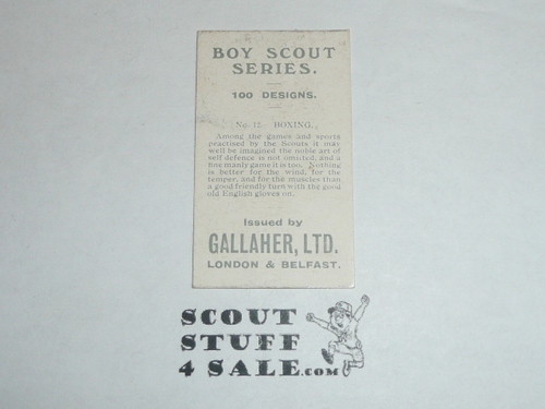 Gallaher ltd Cigarette Company Premium Card, Boy Scout Series of 100, Card #12 Boxing, 1911