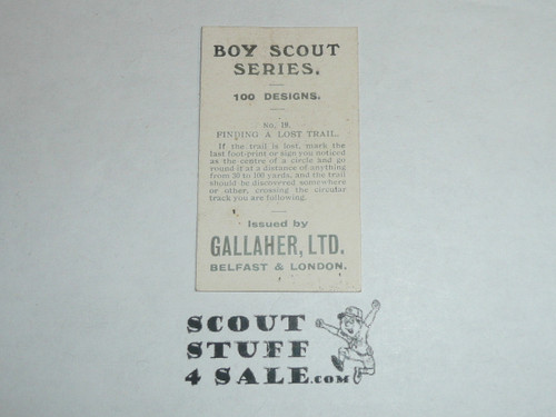 Gallaher ltd Cigarette Company Premium Card, Boy Scout Series of 100, Card #19 Finding a Lost Trail, 1911