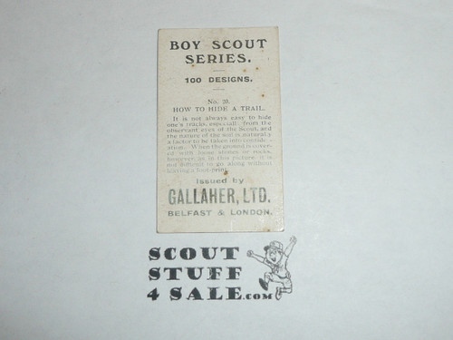 Gallaher ltd Cigarette Company Premium Card, Boy Scout Series of 100, Card #20 How to Hide a Trail, 1911