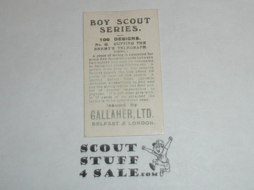Gallaher ltd Cigarette Company Premium Card, Boy Scout Series of 100, Card #42 Cutting the Enemy's Telegraph, 1911