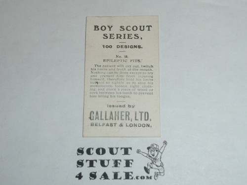 Gallaher ltd Cigarette Company Premium Card, Boy Scout Series of 100, Card #58 Epileptic Fits, 1911