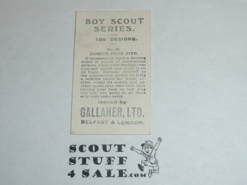 Gallaher ltd Cigarette Company Premium Card, Boy Scout Series of 100, Card #68 Rescue from Fire, 1911