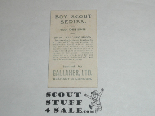 Gallaher ltd Cigarette Company Premium Card, Boy Scout Series of 100, Card #69 Electric Shock, 1911