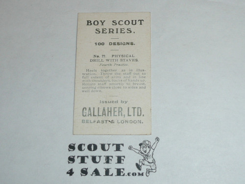 Gallaher ltd Cigarette Company Premium Card, Boy Scout Series of 100, Card #77 Physical Drill with Staves, 1911