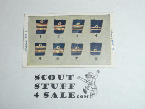 Gallaher ltd Cigarette Company Premium Card, Boy Scout Series of 100, Card #83 Badges of Rank Navy, 1911