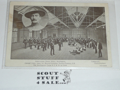 Major General Baden-Powell Postcard, Ambulance Drill Hall Accrington, 1904, UNUSED