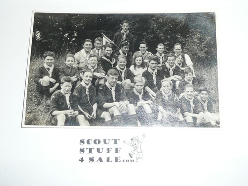 British Boy Scout Postcard, Photo Postcard of a large group of boy scouts, UNUSED