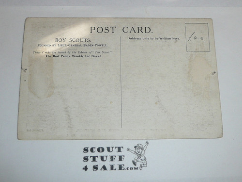 Teens British Boy Scout Postcard, On the Trail - Midst Rock and Heater, unused