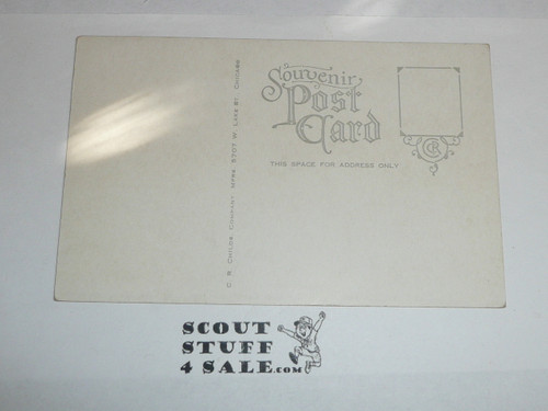Girl Scout Post card, Sherwood Forest at Camp Lone tree, Long Lake MI, Oak Park Council, unused, 1930's?