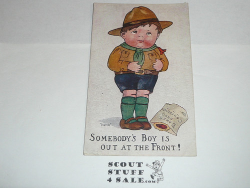 Teens British Boy Scout Postcard, Somebody's Boy is Out at the Front