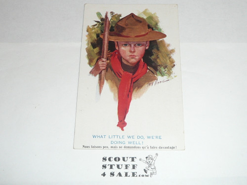 1914 British Boy Scout Postcard, What Little We Do We're Doing Well