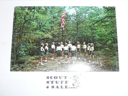 Girl Scout Post card, Salute to the Flag at Camp Eddy, Bayport Long Island NY