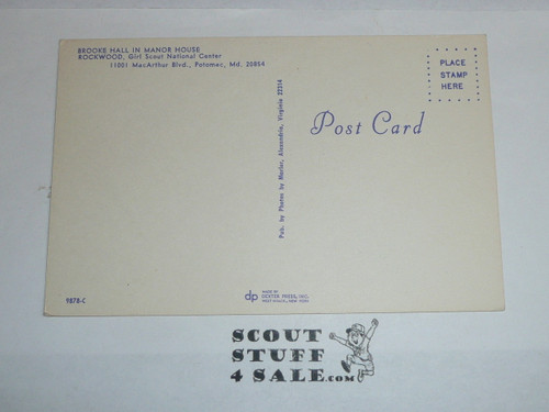 Girl Scout Post card, Rockwood National Girl Scout Center, Brooke Hall,  Potomac MD