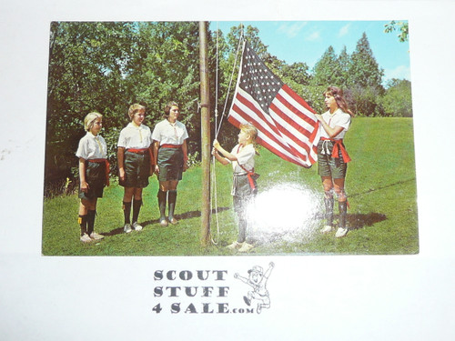 Girl Scout Post card, Camp Juniper Knoll Flag Ceremony, Elkhorn Wis.