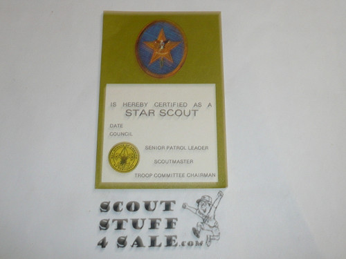 1978-1981 Star Scout Rank Achievement Card, Boy Scout, buyer to receive a blank card from this period