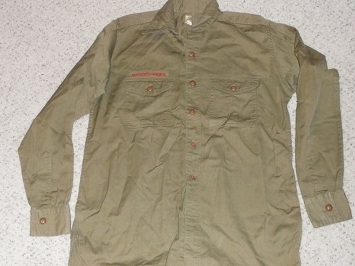 1940's Boy Scout Uniform Shirt with Bakelite buttons in GREAT unsewn condition, 22" Chest and 31" Length, #BD5