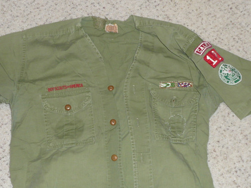 1940's Boy Scout Uniform Shirt with bakelite buttons and insignia
