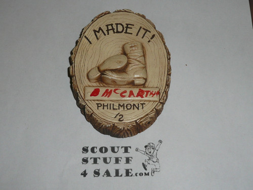 Philmont Scout Ranch Plaster "I Made It" wall decoration, early issue