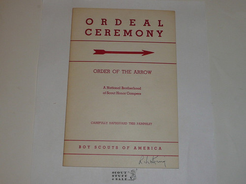 Ordeal Ceremony Manual, Order of the Arrow, 1954, 5-54 Printing