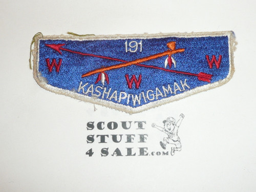 Order of the Arrow Lodge #191 Kashapiwigamak s1 Flap Patch, lite use