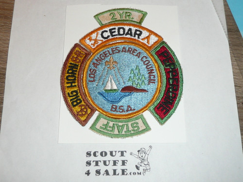 Lake Arrowhead Scout Camp, Camp Cedar, Big Horn, Pepperdine, STAFF & 2nd Year segment Patches, 1971