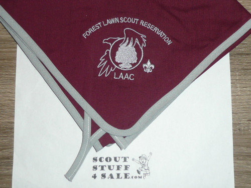 Forest Lawn Scout Reservation Embroidered and Piped Neckerchief, Maroon, LAAC