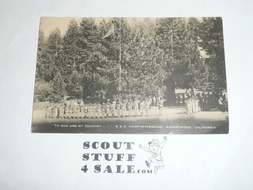 Camp Pepperdine Flag Ceremony Post card, Artvue, 1940's-50's
