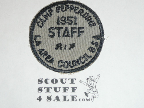 Camp Pepperdine STAFF Patch, Los Angeles Area Council, 1951