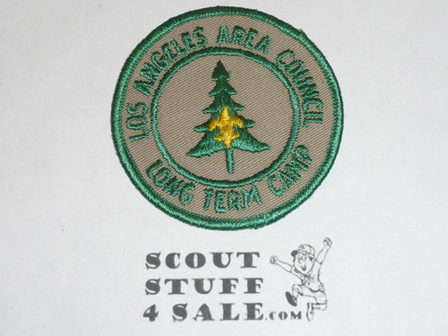 Long Term Camp Patch, Los Angeles Area Council, green r/e tan twill