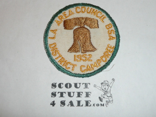 Camporee twill Patch, Los Angeles Area Council, green c/e bdr, 1952