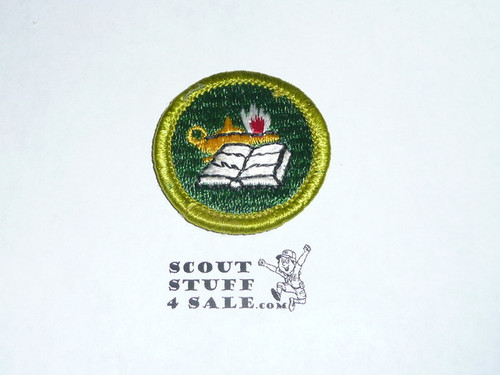 Reading - Type H - Fully Embroidered Plastic Back Merit Badge (1972-2002), litely used