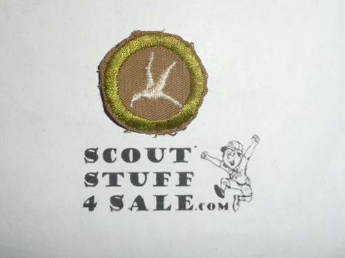 Bird Study - Type D - Fine Twill Merit Badge (1942-1946), litely used