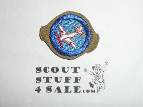 Aeronautics - Type E - Khaki Crimped Merit Badge (1947-1960)