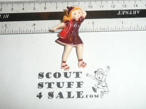 Brownie Girl Scout Bakelite Plastic Pin, Vintage