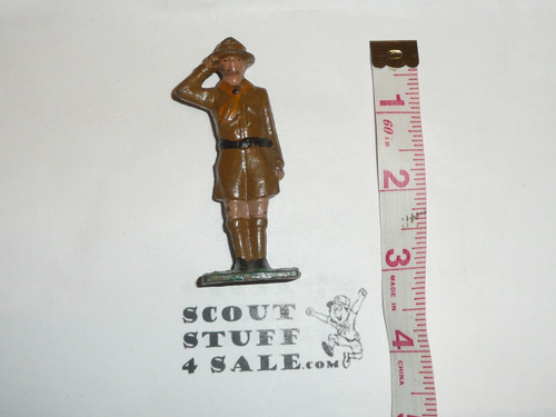 1920's Vintage Barclay Manoil Lead Toy Boy Scout Figure Saluting Scout, Painted with some wear, Colors will vary