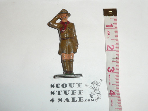 1920's Vintage Barclay Manoil Lead Toy Boy Scout Figure Saluting Scout, Painted with some wear, Colors will vary