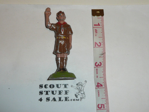 1930's Vintage Barclay "U.S. Dime Store" Brand Boy Scout Making Scout Sign Lead Toy Soldier, lite wear, RARE
