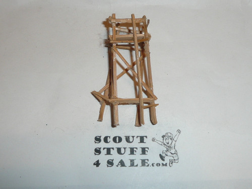 VINTAGE Lead Boy Scout Figurine / Toys, Wood Signaling Tower with US Flag