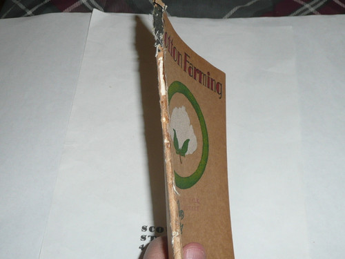 Cotton Farming Merit Badge Pamphlet, Type 3, Tan Cover, 1-40 Printing, some spine wear from library binding but book is solid