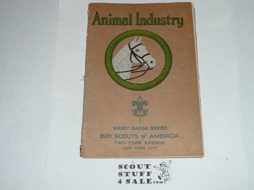 Animal Industry Merit Badge Pamphlet, Type 3, Tan Cover, 4-39 Printing