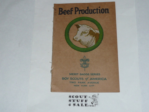 Beef Production Merit Badge Pamphlet, Type 3, Tan Cover, 2-39 Printing