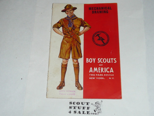 Mechanical Drawing Merit Badge Pamphlet, Type 4, Standing Scout Cover, 12-40 Printing