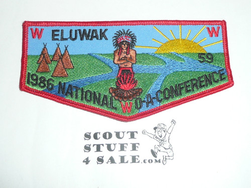 Order of the Arrow Lodge #59 Eluwak f2 1986 NOAC Flap Patch