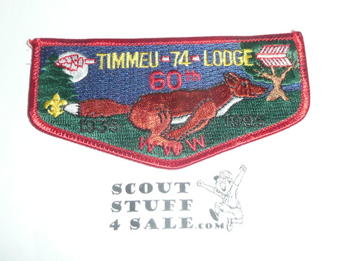 Order of the Arrow Lodge #74 Timmeu s7 60th Anniversary Flap Patch