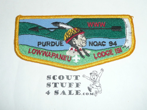 Order of the Arrow Lodge #191 Lowwapaneu f1 1994 NOAC Flap Patch - Scout