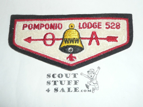 Order of the Arrow Lodge #528 Pomponio c5 Chenille Flap Patch (clear stone), acquired from the Supreme Chief of the Fire