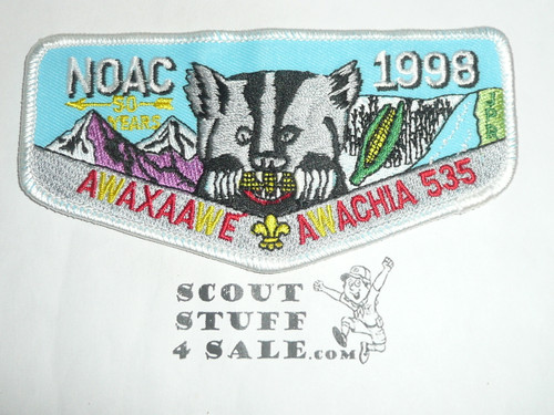 Order of the Arrow Lodge #535 Awaxawee Awachia f1 1998 NOAC Flap Patch